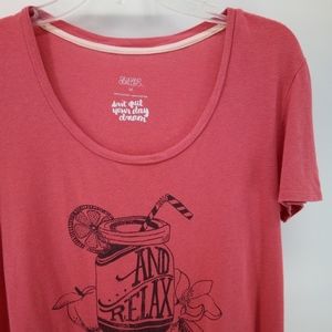 Gilligan & O'Malley Deep Pink Graphic Tee And Relax Mason Jar Hi-Lo Top M